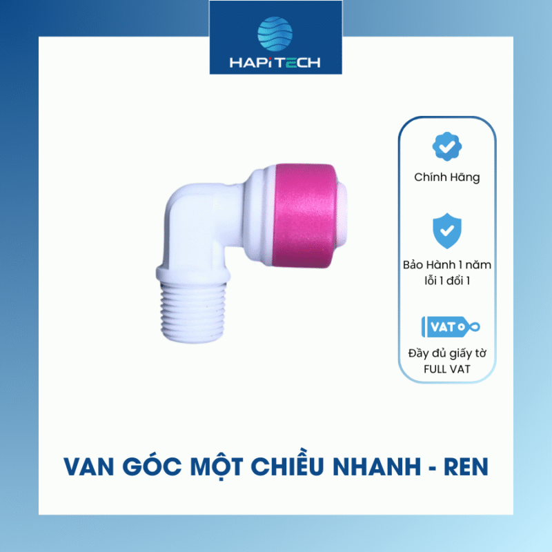 HPT-ST007A Van 1 Chiều Vuông (Co Vuông) 1 Đầu Ren 10 – 1 Đầu Dây 6 Cho Máy Lọc Nước RO