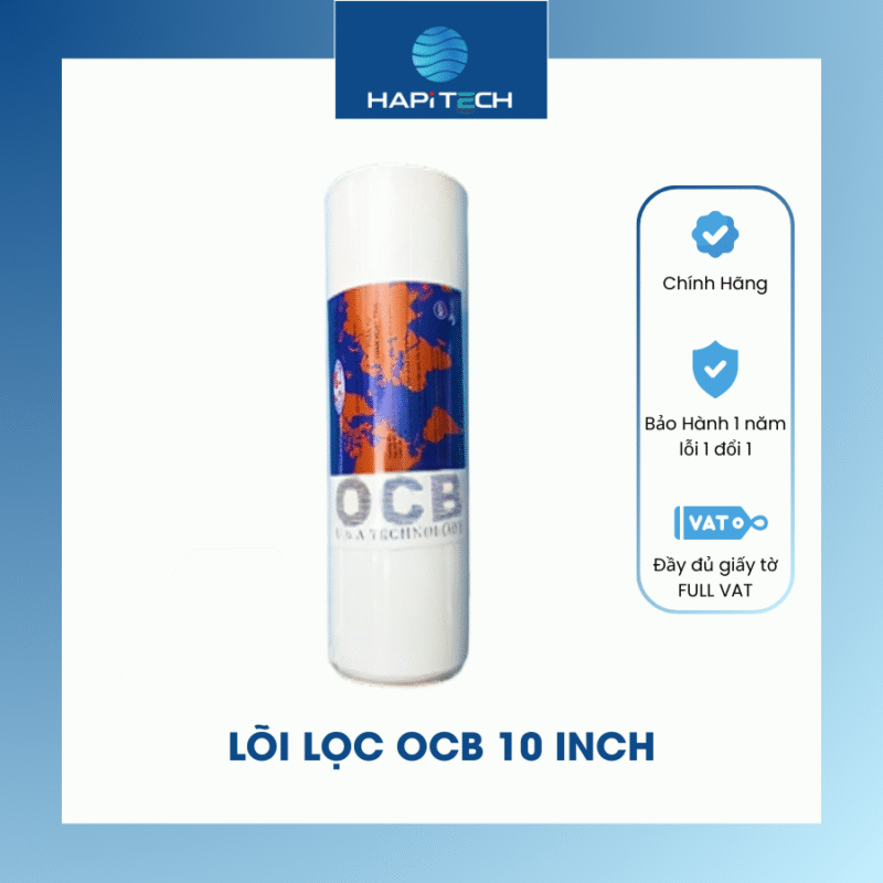 HPT-OCB10 Lõi lọc nước OCB 10 inch – Lõi than hoạt tính gáo dừa, khử mùi, hấp phụ chất độc hại